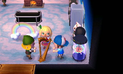 Playing with the harp that Wendy gave me.