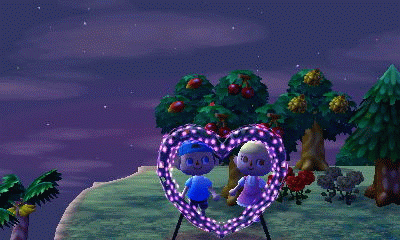 Animated GIF of the illuminated heart PWP in Animal Crossing: New Leaf.