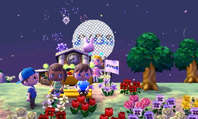 Watching fireworks from my yellow bench near town hall.