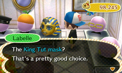 Labelle: The King Tut mask? That's a pretty good choice.