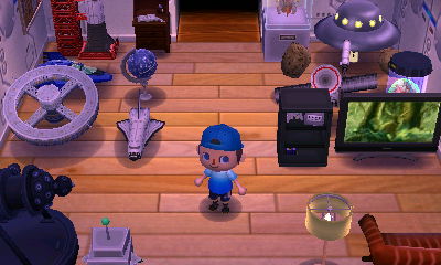 A room with space items and a wide-screen TV in the SpotPass home of Lindsey from Autumn.