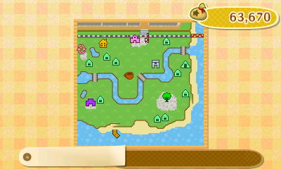 My updated town map that includes my third bridge.