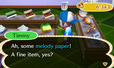 Timmy: Ah, some melody paper! A fine item, yes?