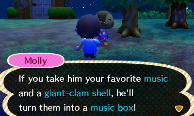 Molly: If you take him your favorite music and a giant-clam shell, he'll turn them into a music box!