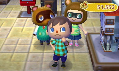 Tom Nook stands next to his wife, Wendy.