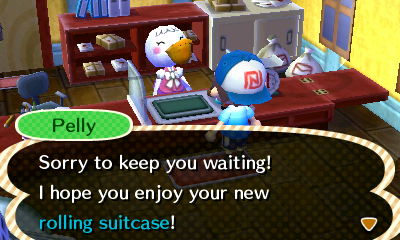 Pelly: Sorry to keep you waiting! I hope you enjoy your new rolling suitcase!