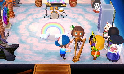 My visitors and me playing with my harp.