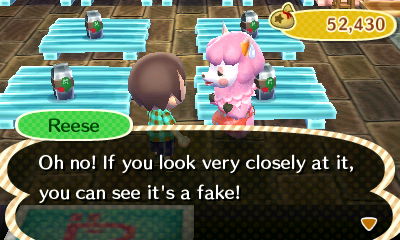 Reese: Oh no! If you look very closely at it, you can see it's a fake!