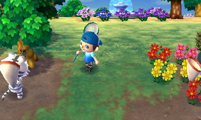 Rolf with his net pulled back, ready to catch a bug.