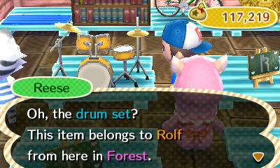 Reese: Oh, the drum set? This item belongs to Rolf from here in Forest.