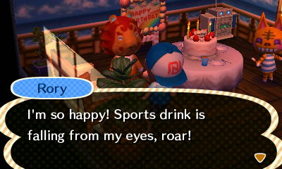 Rory: I'm so happy! Sports drink is falling from my eyes, roar!
