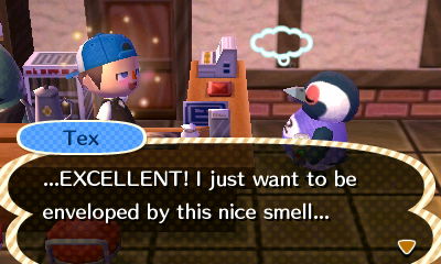 Tex: ...EXCELLENT! I just want to be enveloped by this nice smell...