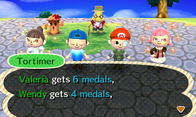 Tortimer: Valeria gets 6 medals, Wendy gets 4 medals.