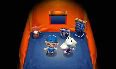 I dance with Whitney in the tent at the campsite.