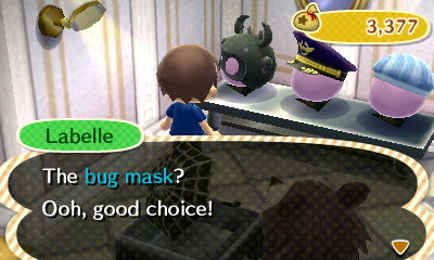 Labelle: The bug mask? Ooh, good choice!
