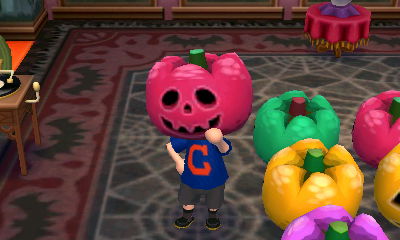 Me wearing my red pumpkin head and Cleveland Indians shirt.