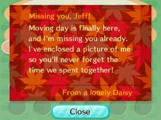 Daisy's goodbye letter.