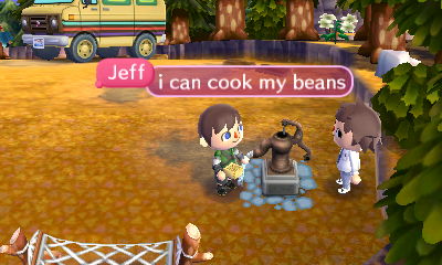 Jeff, using the water pump: I can cook my beans.