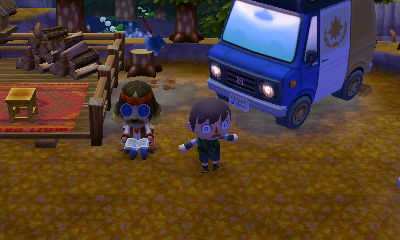 A shocked expression as someone honks the RV horn.