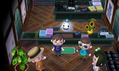 Wisp works behind the counter at town hall.