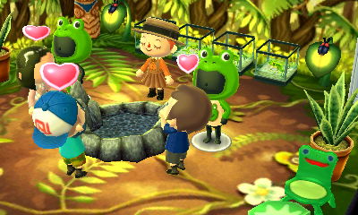 Three of us using the love emotion around a pond.