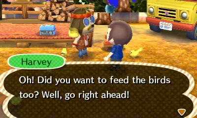 Harvey: Did you want to feed the birds too? Well, go right ahead!