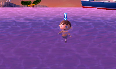 Using the surprise emotion in the water.