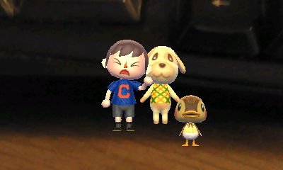 An Amiibo Camera photo featuring Jeff, Daisy, and Molly.