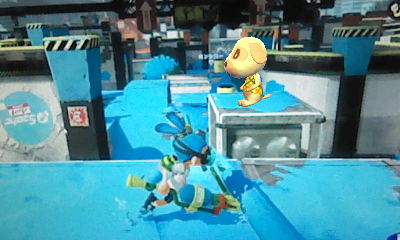 Daisy sits in the Splatoon level of Urchin Underpass.