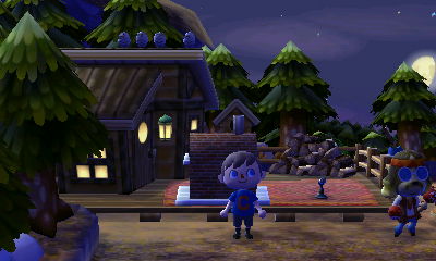 Four owls at the drive-in campground in Animal Crossing: New Leaf.