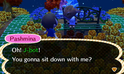 Pashmina: Oh! J-bot! You gonna sit down with me?