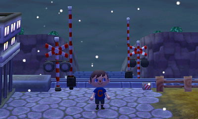 Falling snow on a chilly November night.