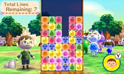 Gameplay shot of Animal Crossing Puzzle League.