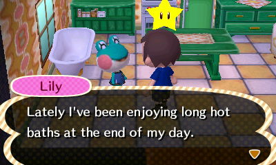 Lily: Lately I've been enjoying long hot baths at the end of my day.