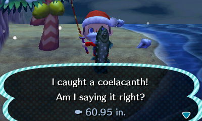 I caught a coelacanth! Am I saying it right? (Animal Crossing: New Leaf)