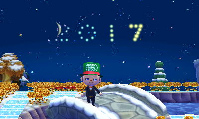 2017 fireworks on New Year's Eve in ACNL.
