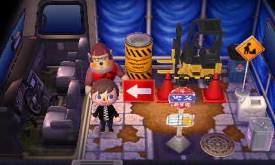 Boyd's RV with construction items.