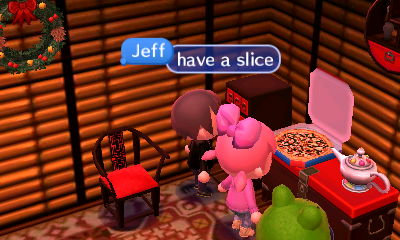 Jeff, to everyone standing near a pizza: Have a slice.