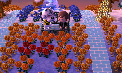 Sitting with Rolf on a metal bench PWP.