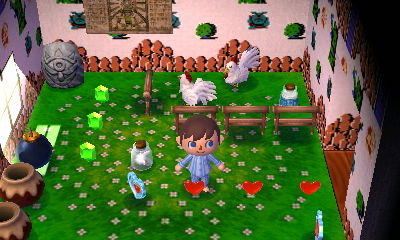 A room full of Zelda items unlocked by Amiibos in the Japanese New Leaf dream town of Ninten.