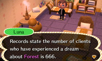 Luna: Records state the number of clients who have experienced a dream about Forest is 666.