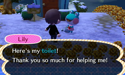 Lily: Here's my toilet! Thank you so much for helping me!