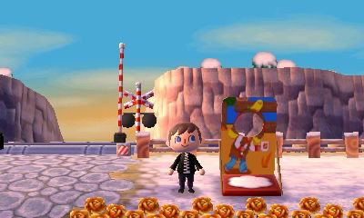 A Harvey design on the face-cutout standee.