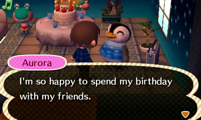Aurora, at her birthday party: I'm so happy to spend my birthday with my friends.