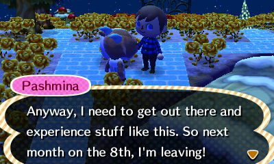 Pashmina: Anyway, I need to get out there and experience stuff like this. So next month on the 8th, I'm leaving!