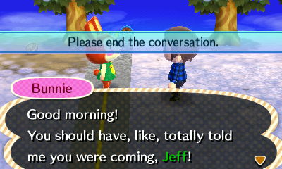 "Please end the conversation" appears as I was chatting with Bunnie.