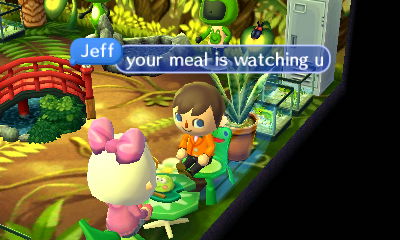 Jeff, to Beth: Your meal is watching you.