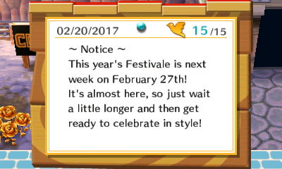 ~Notice~ This year's Festivale is next week on February 27th! It's almost here, so just wait a little longer and then get ready to celebrate in style!