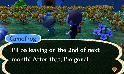 Camofrog: I'll be leaving on the 2nd of next month! After that, I'm gone!