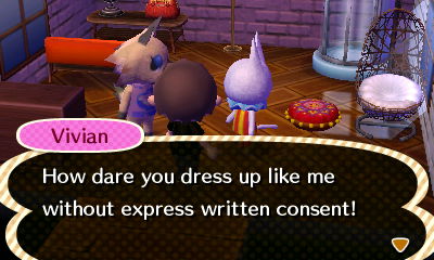 Vivian, to Blanca: How dare you dress up like me without express written consent!